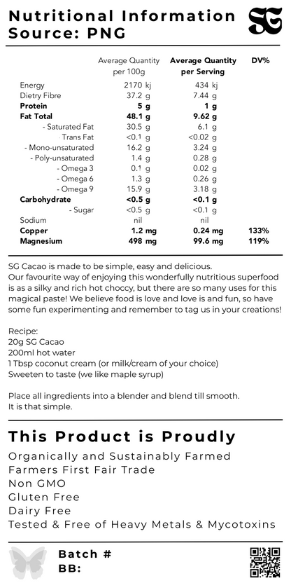 convenience of premium pre-shaved cacao – the easiest way to enjoy rich, ceremonial-grade cacao without the hassle of chopping. Our ready-to-use cacao flakes are made from ethically sourced cacao beans, ideal for your morning ritual, cacao ceremony, or daily wellness routine. Melt effortlessly for hot cacao drinks, blend into smoothies, or add to your plant-based recipes. Perfect for busy mornings, health-conscious consumers, and lovers of organic, minimally processed superfoods. Sustainably packaged, 